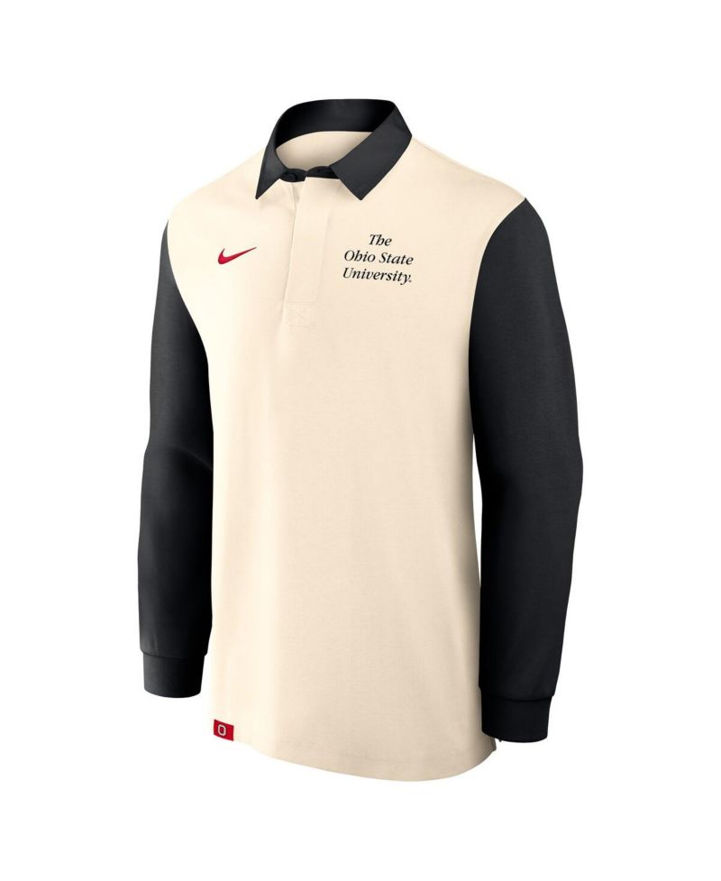 Men's Tan/Black Ohio State Buckeyes Rugby Long Sleeve Shirt