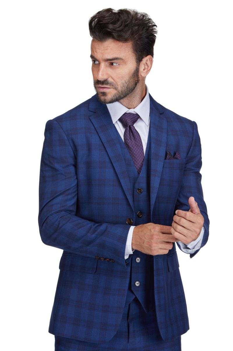 Men's 3-Piece Slim Fit Check Suit