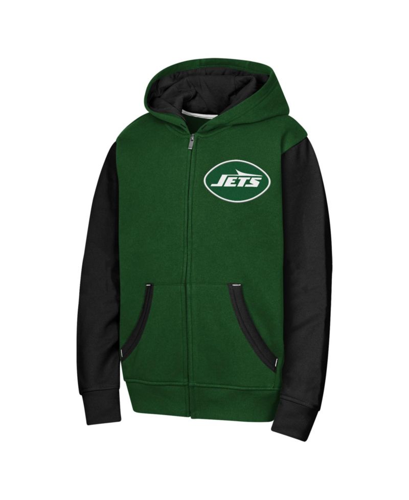 Big Boys and Girls Green New York Jets Stadium Colorblock Full-Zip Hoodie