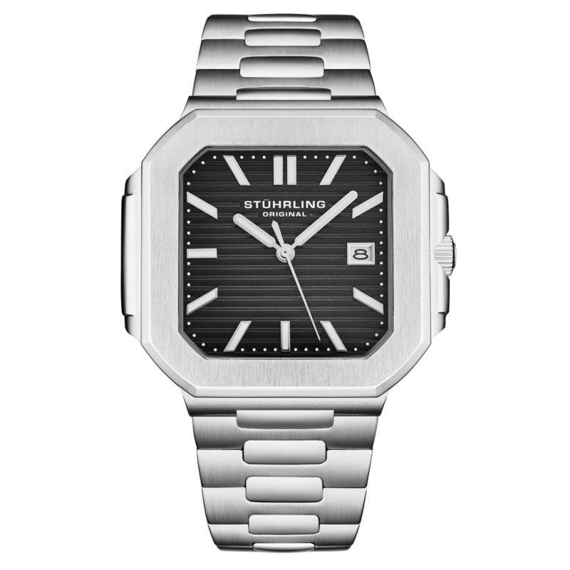 Men s Quartz Modulus 4064 Watch Brushed Steel Integrated Bracelet 43 mm Square Case