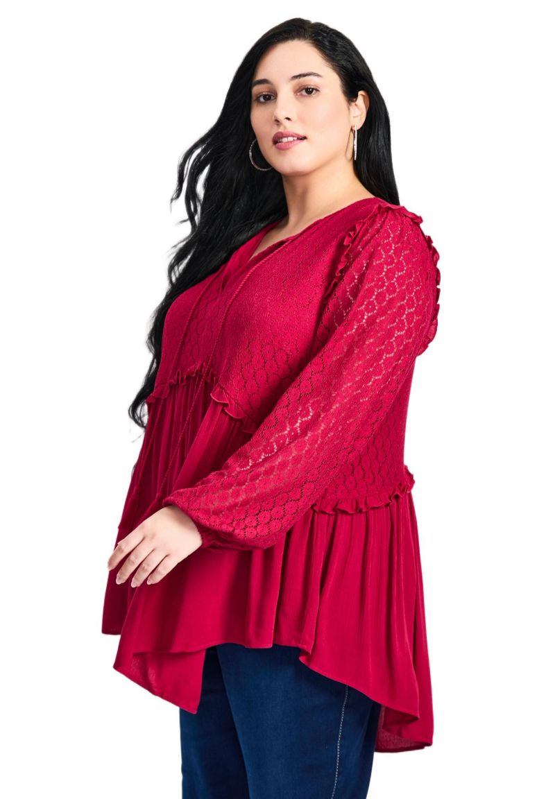 Women's Plus Size Haven Lace Yoke Top