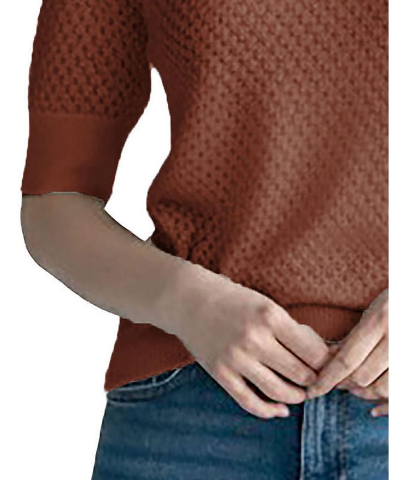 Women's Organic Cotton Diamond Stitch Mock Neck Sweater