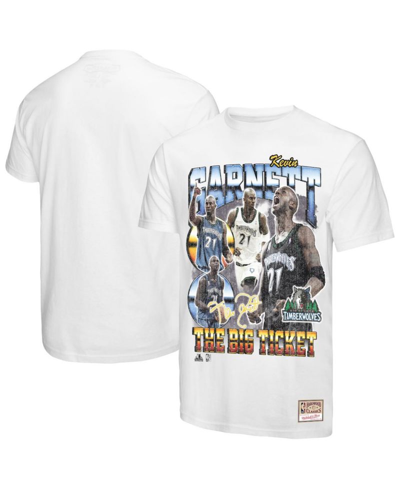 Men's Kevin Garnett White Minnesota Timberwolves Hardwood Classics Commemorative Player Collage T-Shirt