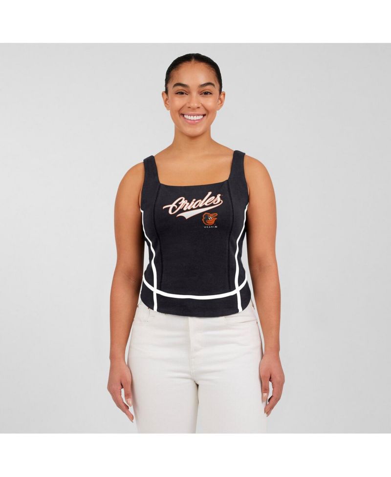Women's Black Baltimore Orioles Square Neck Tank Top