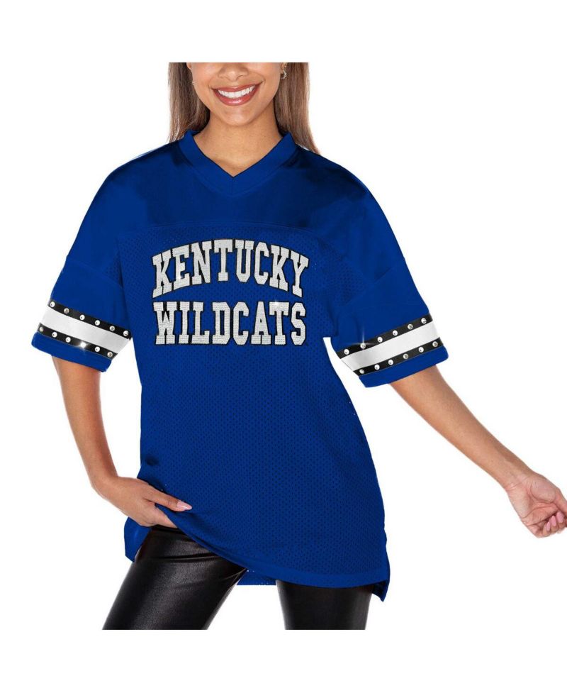 Women's Royal Kentucky Wildcats Until Kickoff Rhinestone Fashion T-Shirt
