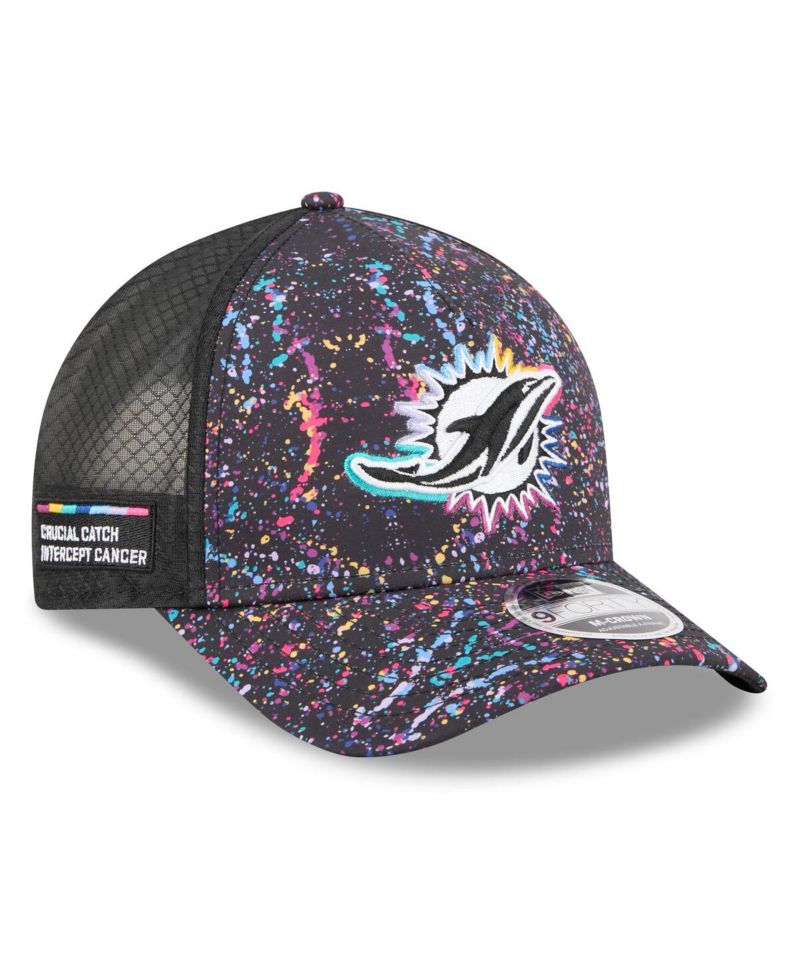 Men's Black Miami Dolphins 2025 NFL Crucial Catch 9FORTY Adjustable Hat