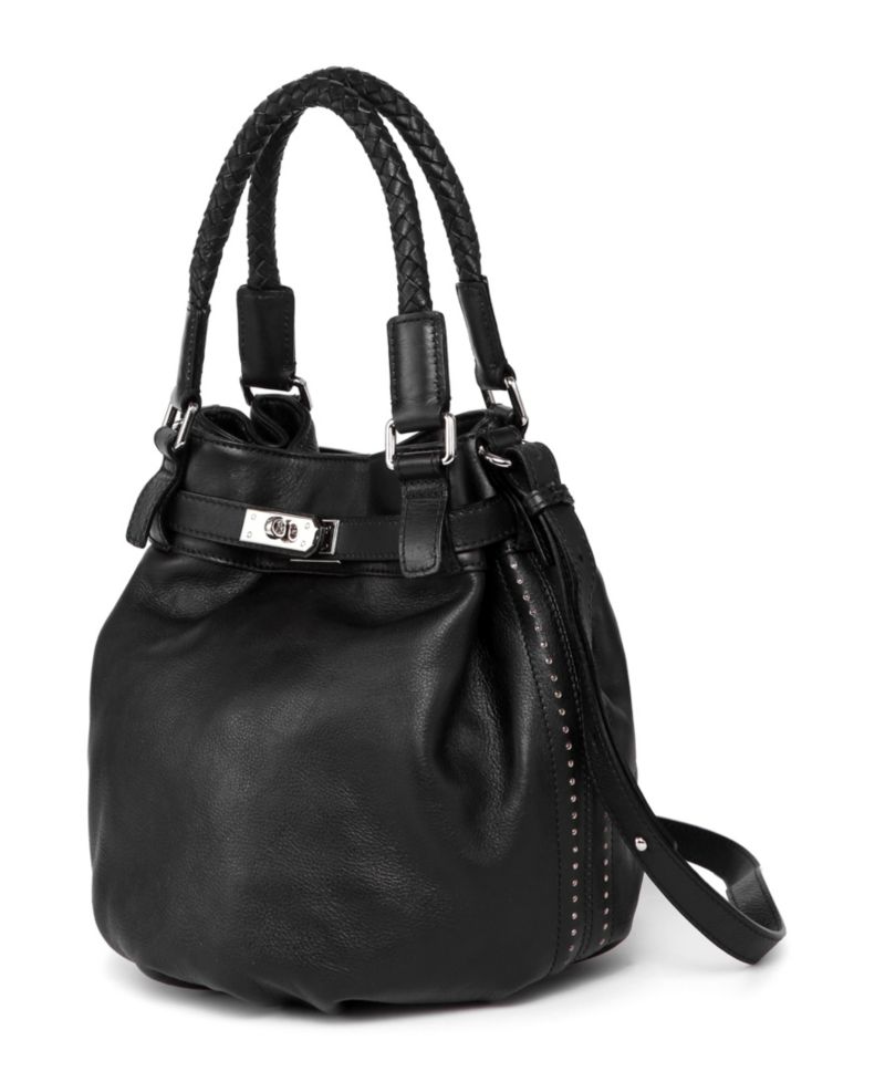 Pumpkin Small Leather Crossbody Bucket Bag