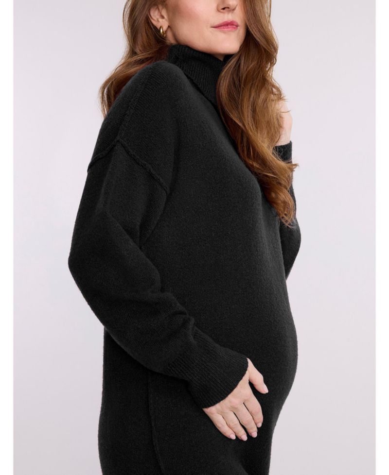 Women's Motherhood Long Sleeve Turtleneck Sweater Tunic Dress