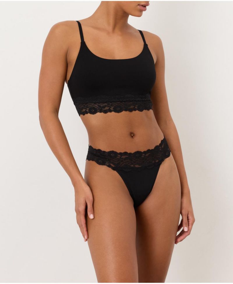 Women's Lace Waist Thong 3-Pack Made with Organic Cotton