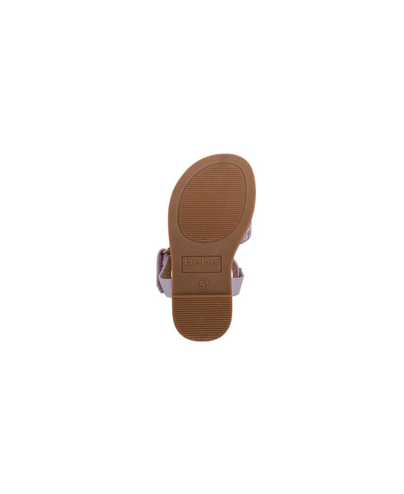 Little Girls Girl's Fashion Sandal with Flower Medallion and Hanging b Charm - Comfy Dressy Shoes