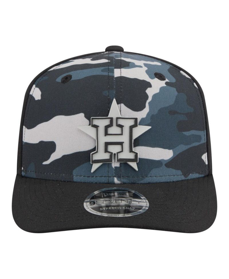Men's Black Houston Astros Tonal Camo 9SEVENTY Stretch-Snap Hat