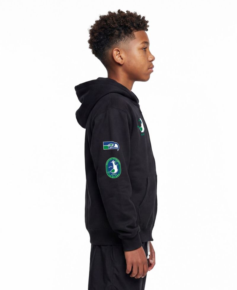 Big Boys and Girls Black Seattle Seahawks Disney X Champion Full-Zip Hoodie