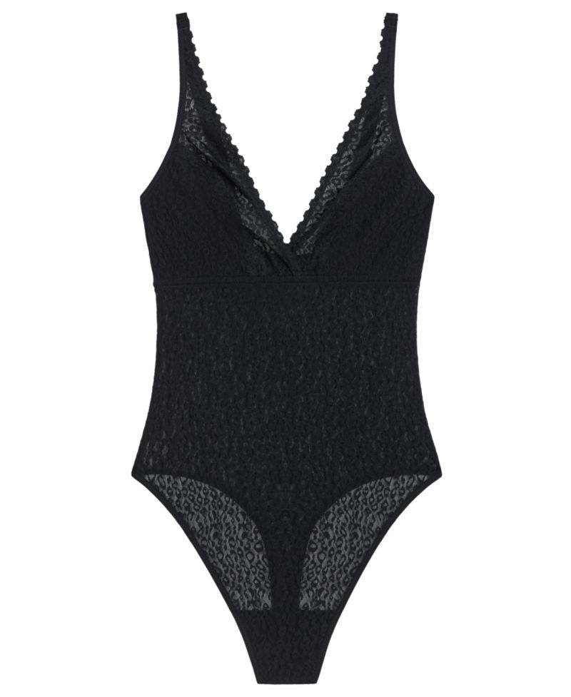 Women's High Bar™ Animal-Pattern Lace Thong Bodysuit