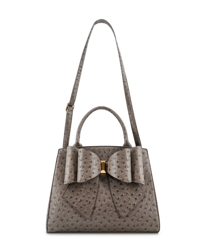 Elodie Embossed Bow Top Handle Medium Satchel Handbag