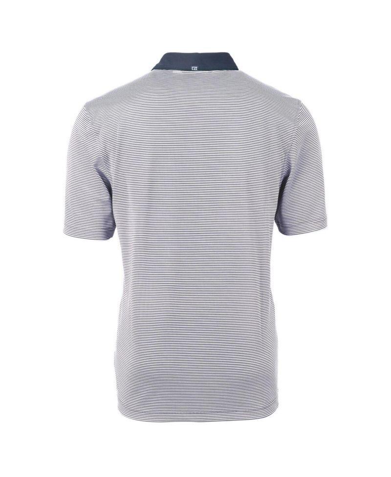 Men's Navy/White Milwaukee Brewers Virtue Eco Pique Micro Stripe Polo Shirt