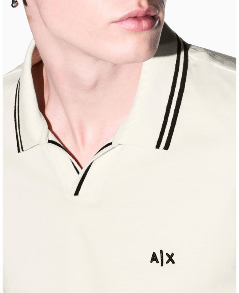 Men's Mercerized Tipping Johnny Collar Polo Shirt