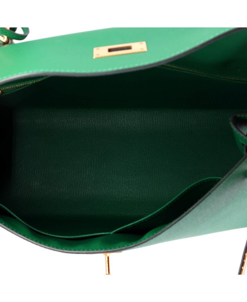 Pre-Owned Hermes Kelly 32 Handbag Green Epsom with Gold Hardware