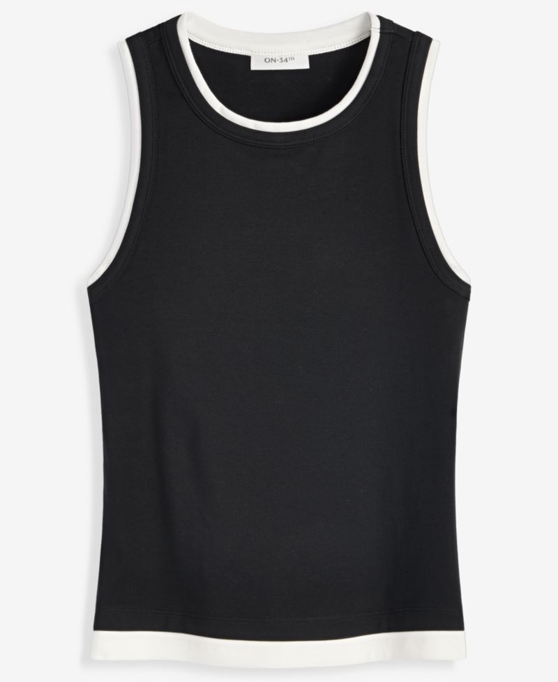 Women's Micro Rib Faux-Layered Tank Top