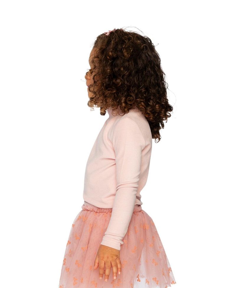 Little and Big Girl 6- 14 Brushed Rib Mock Neck Top