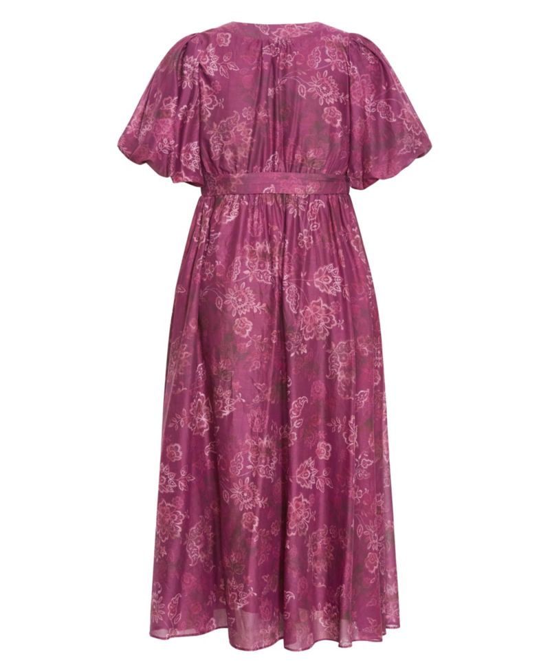 Plus Size Eternal Love Floral Puff-Sleeve Maxi Dress