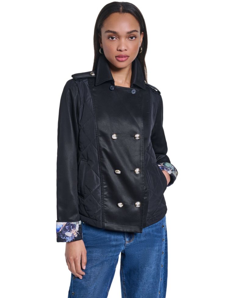Petite Cropped Button-Front Jacket