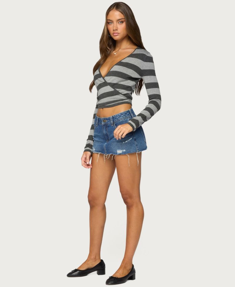 Women's Cerys Striped Long-Sleeve Wrap Top
