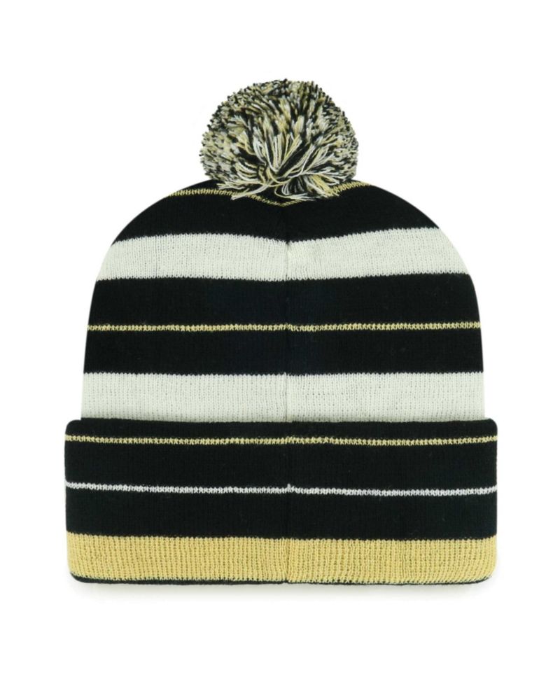 Men's Black New Orleans Saints Powerline Cuffed Knit Hat with Pom