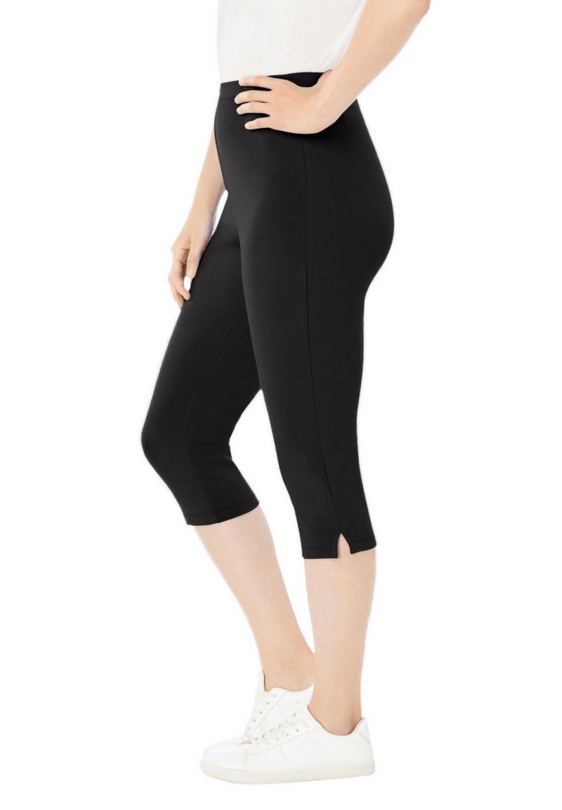 Women's Within Capri Pull-On Stretch Knit Cotton Spandex Leggings