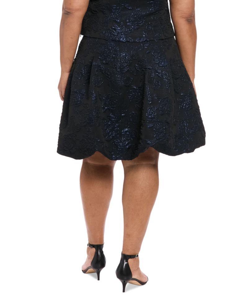 Plus Size Floral Jacquard Bubble Skirt