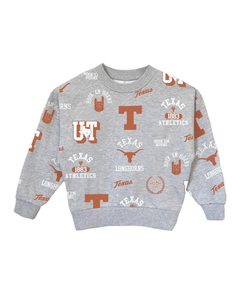 Big Girls Gray Texas Longhorns Always on Repeat Pullover Sweatshirt