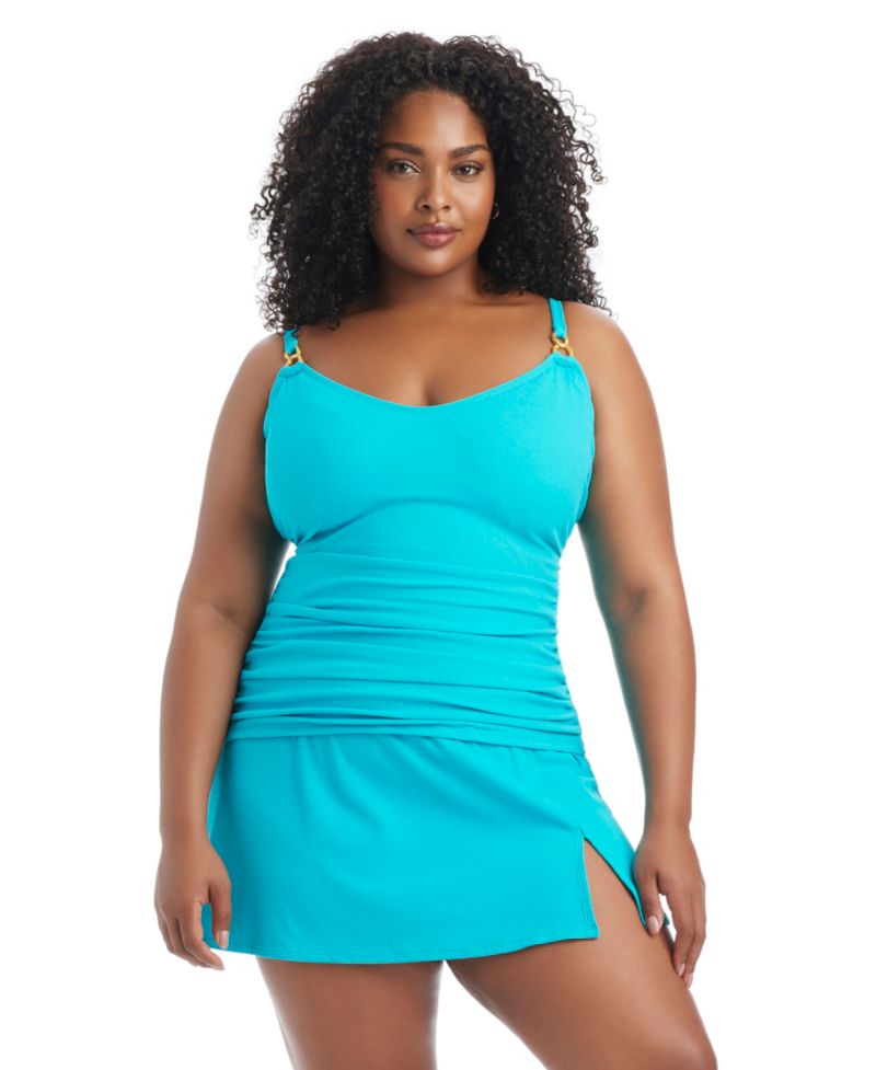 Plus Size Pique Ole Scoop Neck Tankini Swim Top