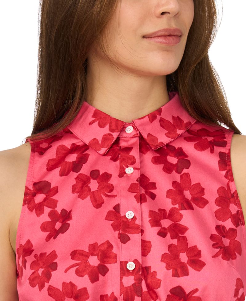 Women's Sleeveless Polo Button-Down Top