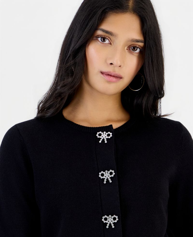 Petite Embellished Crewneck Cardigan