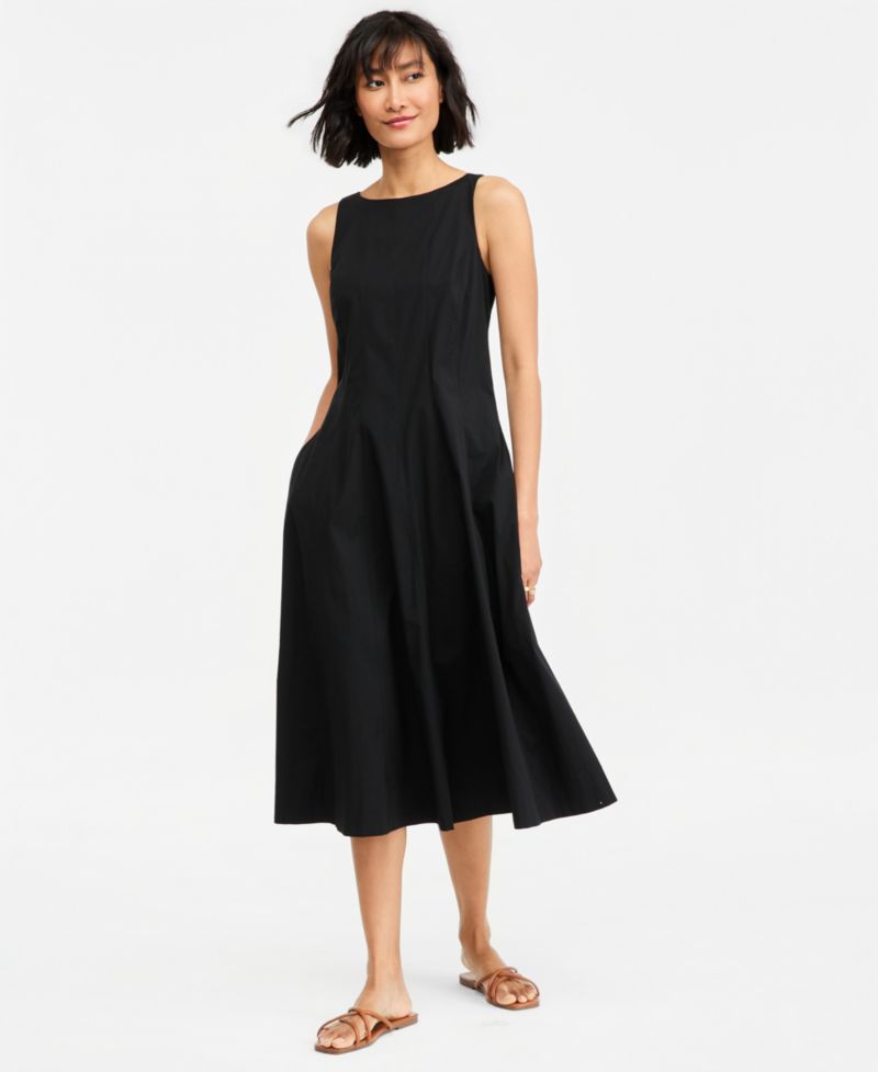 Women's Seamed Boatneck Midi Dress