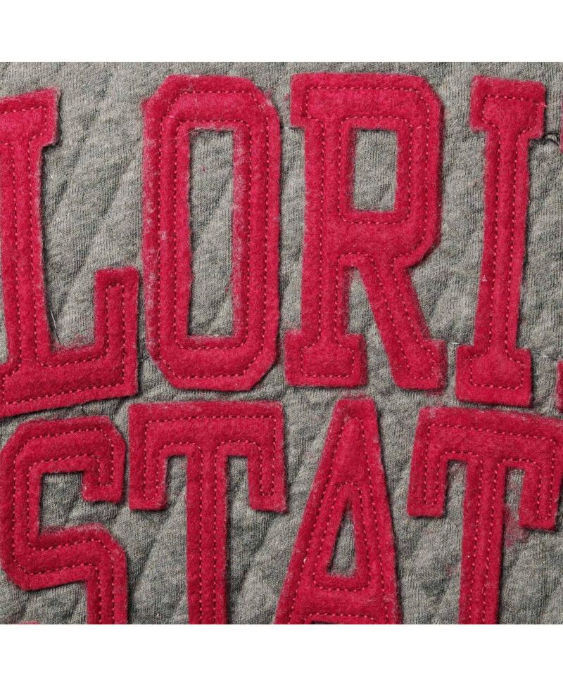 Women's Heathered Gray Florida State Seminoles Moose Applique Quilted Pullover Sweatshirt