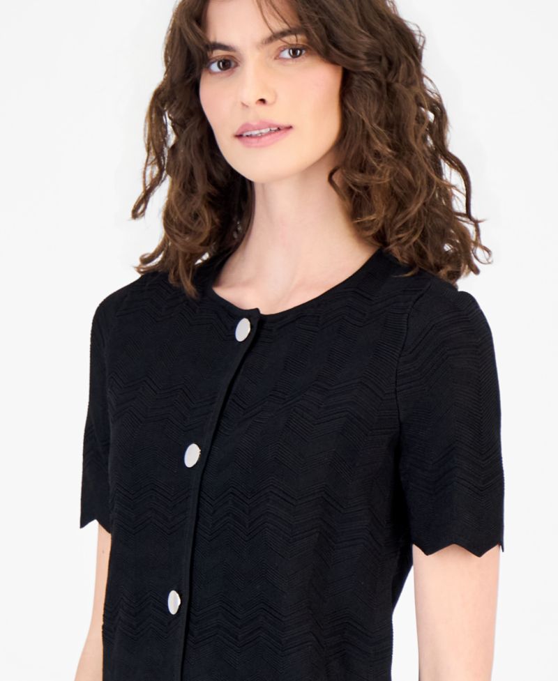 Women's Zigzag Short-Sleeve Cardigan