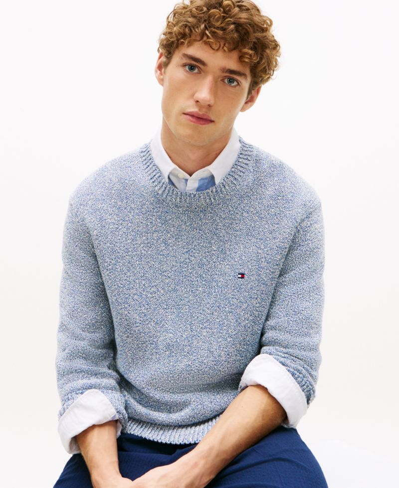 Men's Two-Tone Boucle Crewneck Sweater