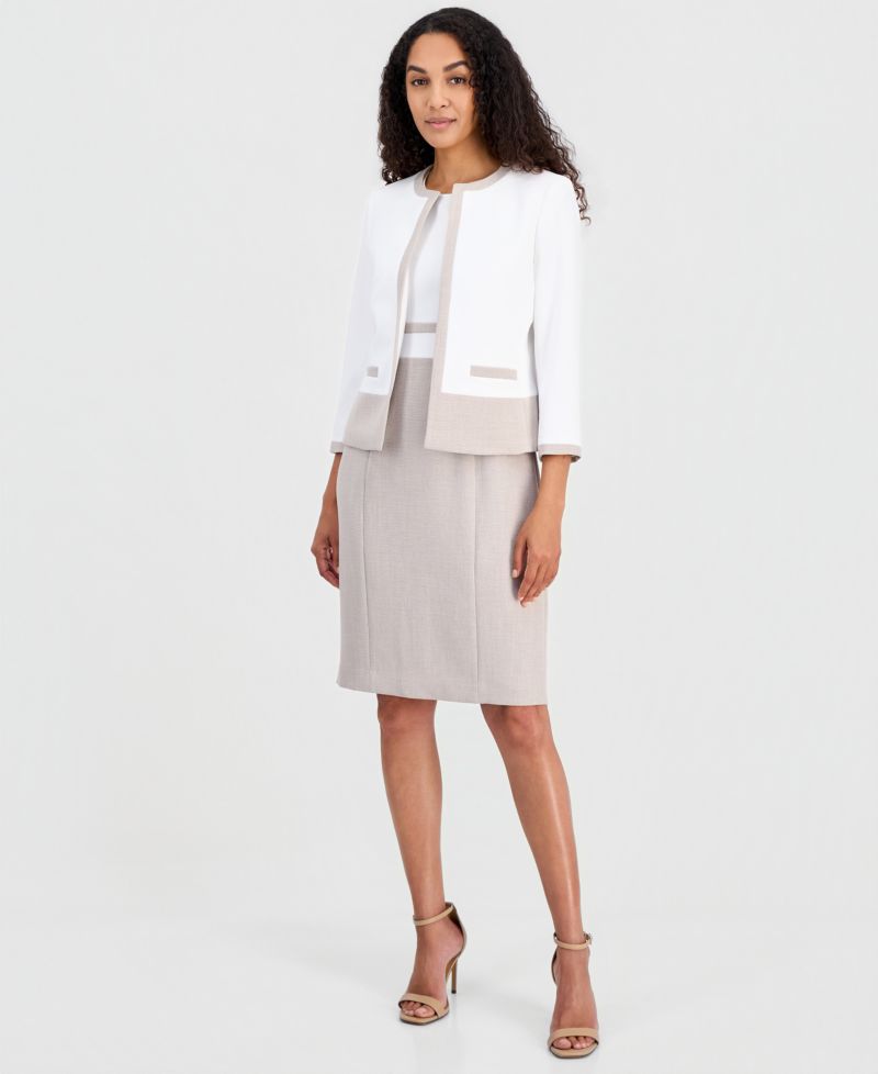 Women's 3/4-Sleeve Open-Front Color Block Blazer, Regular & Petite