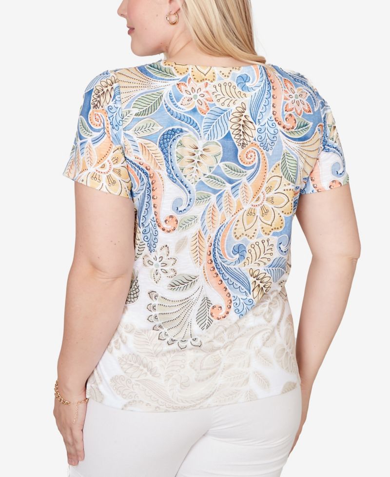 Petite Out of the Blue Ombre Paisley Short-Sleeve T-Shirt
