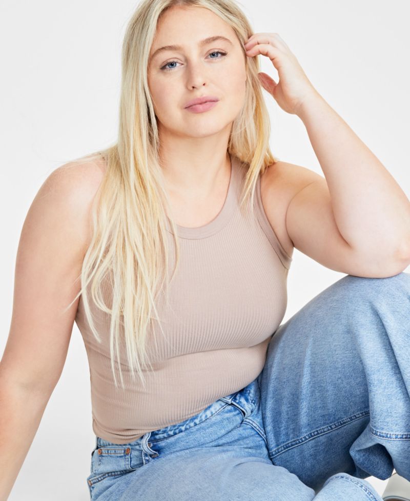 Women's Ribbed High-Neck Tank Top