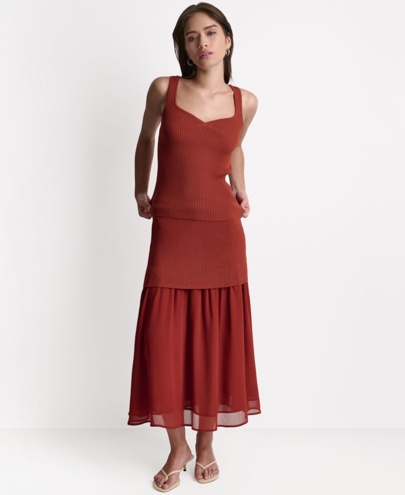 Women's Mix Media Circular Midi Skirt