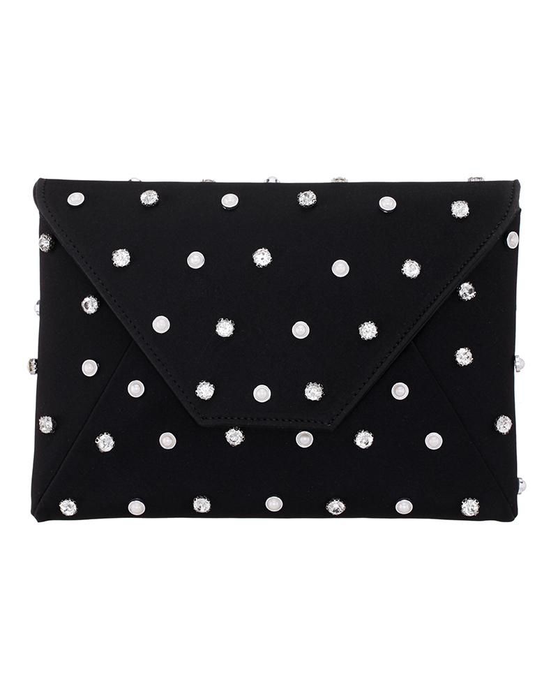 Imitation Pearl/Crystal Adorned Square Envelope Clutch