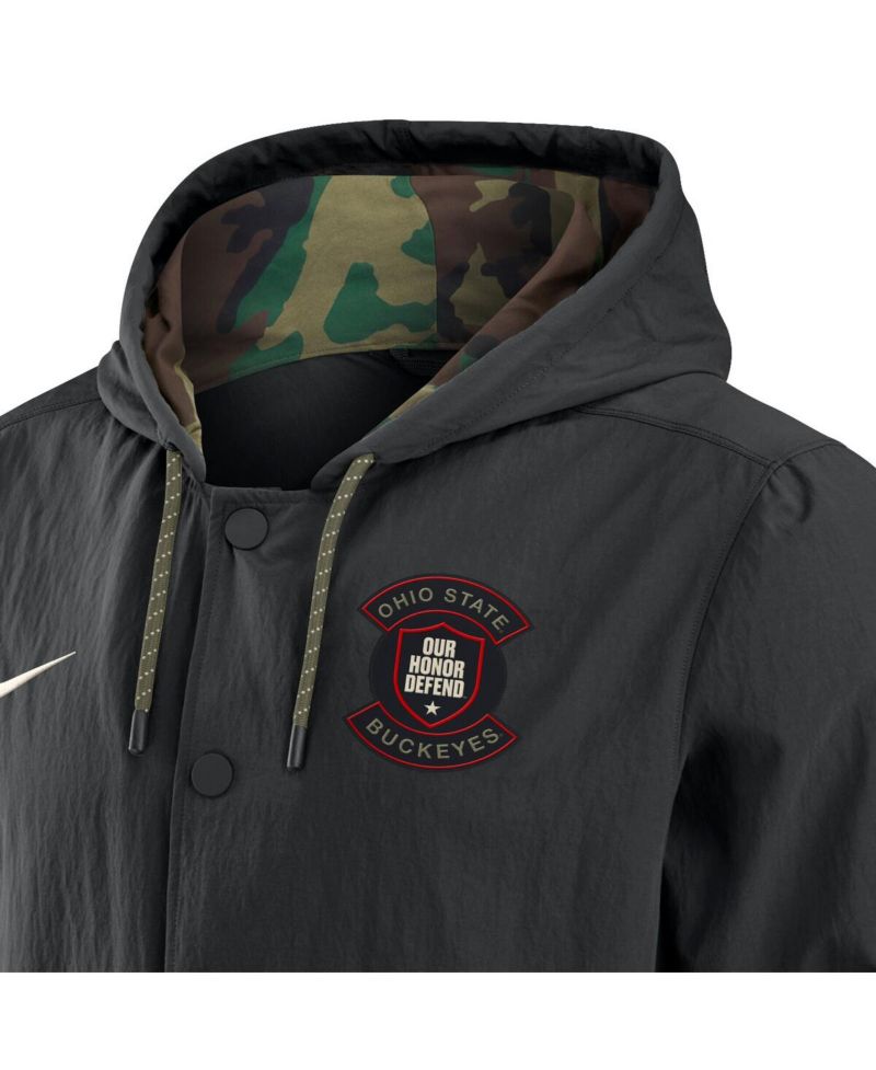Men's Black Ohio State Buckeyes 2025 NCAA Military Appreciation Full-Snap Jacket