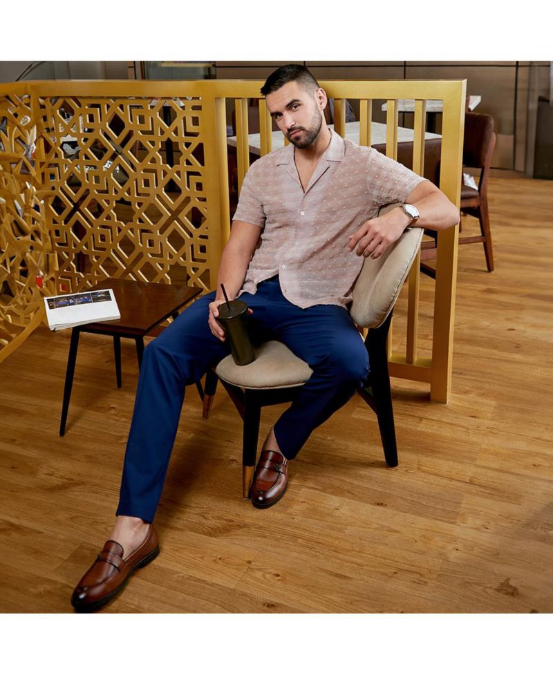 Men's Brown Self-Design Buffalo Check Shirt