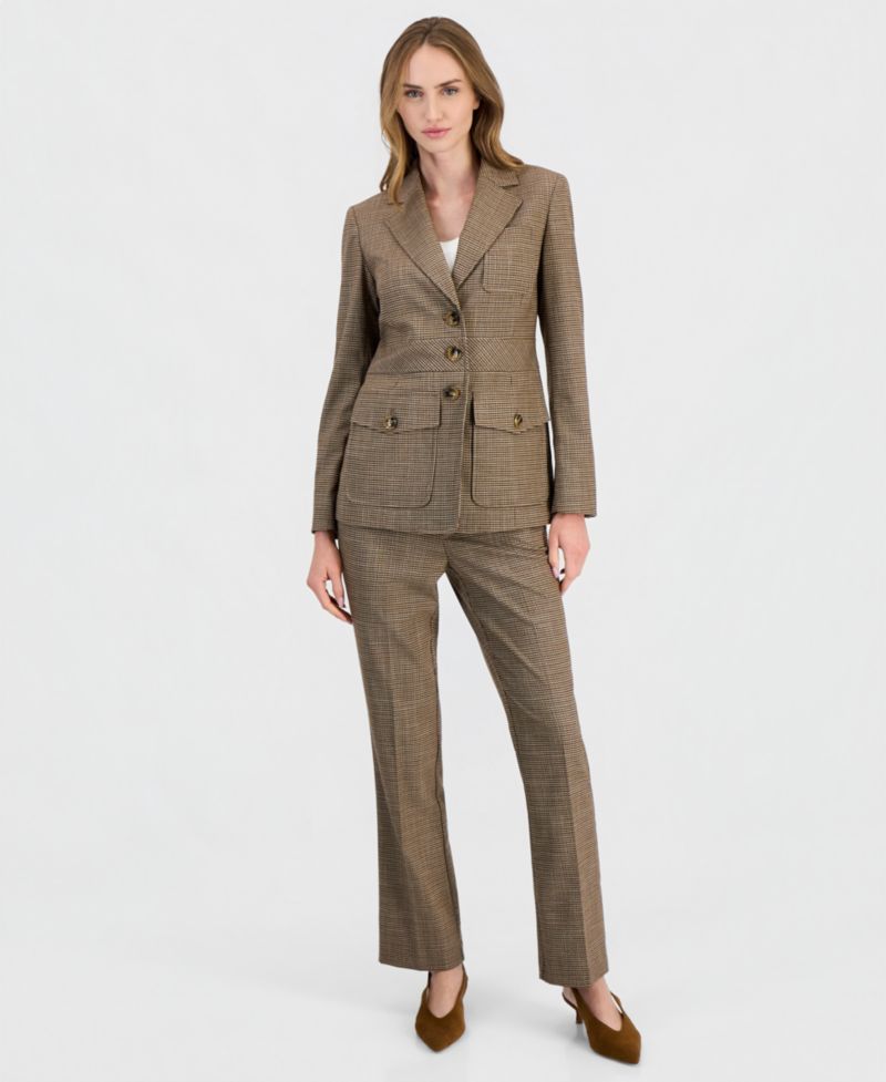 Women's Plaid Mid-Rise Bootcut Pants