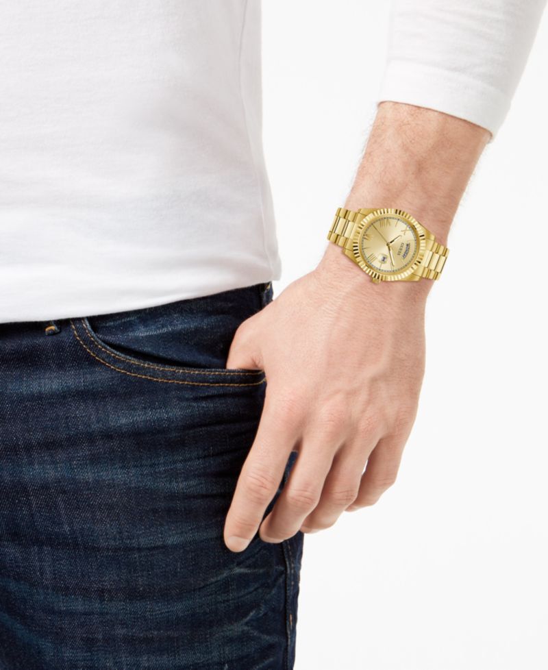 Men's Gold-Tone Stainless Steel Bracelet Watch 42mm
