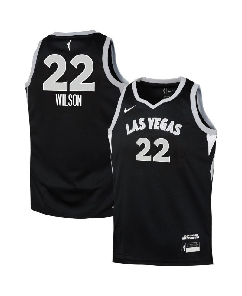 Big Boys and Girls A'ja Wilson Black Las Vegas Aces Explorer Edition Player Jersey