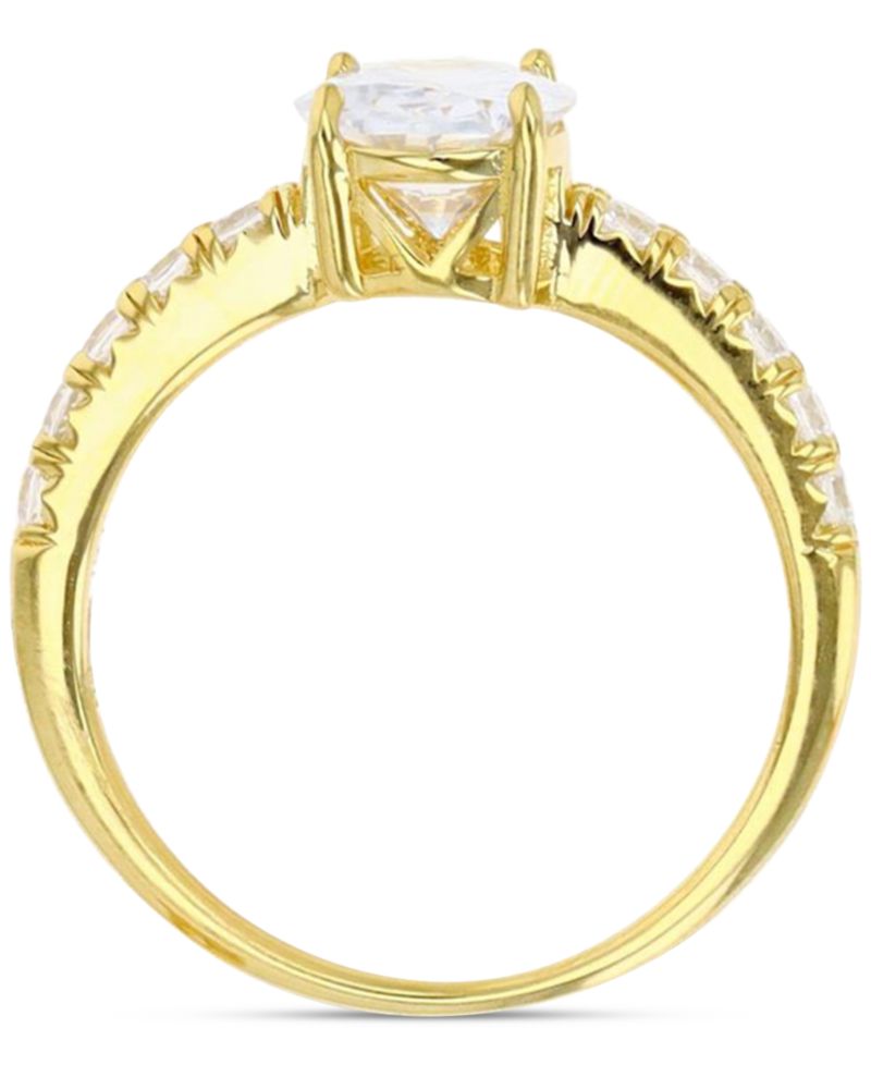 Cubic Zirconia Oval Ring in 14k Gold-Plated Sterling Silver