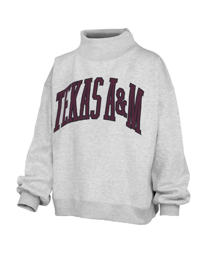 Women's Ash Texas A&M Aggies Oversized Nelson Mock Neck Sweatshirt