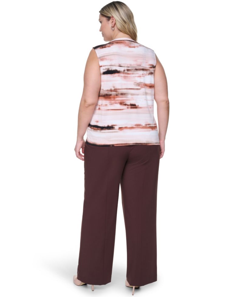 Plus Size Sleeveless Ruffle-Front V-Neck Top